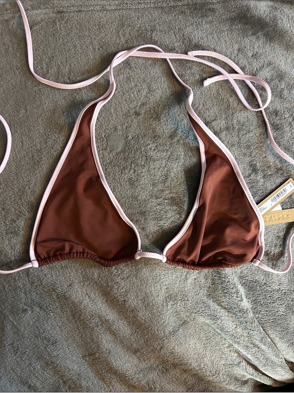 SKIM, SIGNATURE SWIM, HALTER PLUNGE BIKINI TOP, Henna Contrast, Large, NWT! - Picture 4 of 4